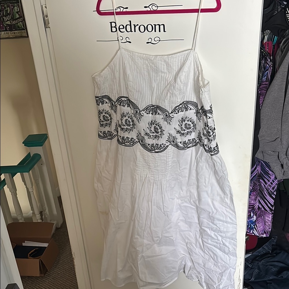 George White and Black Midi Dress